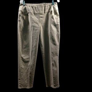 Chadwicks Wms 12P Pull-On Stretch Tan Denim Jeans Comfy 4 Pocket Straight Cut